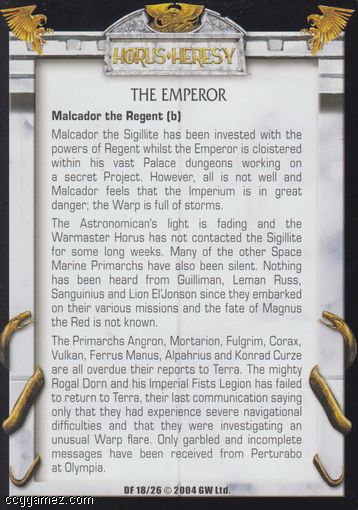 The Emperor, Malcador the Regent (b)